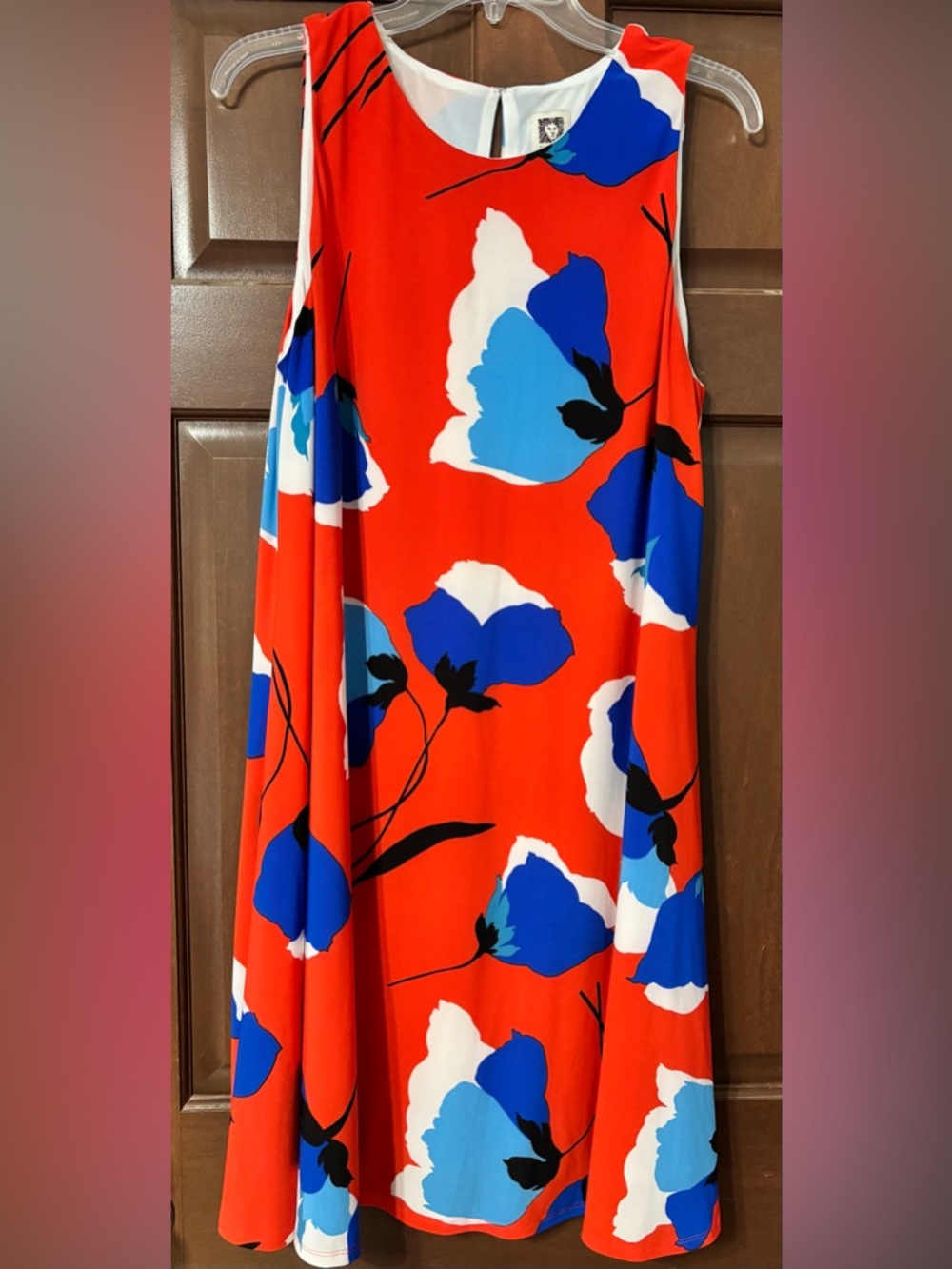 Anne Klein summer dress size 14. Orange blue flowers